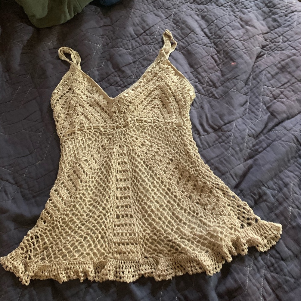 Beige knitted tank top